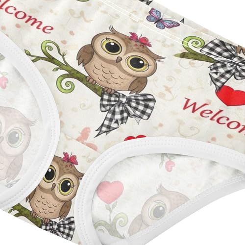 Cute Cartoon Owls Butterflies Beige Toddlers Underwear Floral 2t Cotton Cute Panties Girl Print Briefs Underpants4