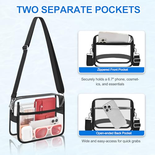 Image of Busiuw Clear Bag Stadium Approved for Stadium Events Small Mini Women Sports Fan handbags& Purse