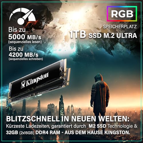 MK2 Power - High End Gaming PC - AMD Ryzen 7 5700X + Nvidia Geforce RTX 4060 Ti 16GB - Schneller RGB Computer + 4K Raytracing Rechner mit 4,6 GHZ - 32GB DDR4 RAM - 1TB SSD - WLAN + W11 Pro – Bild 6