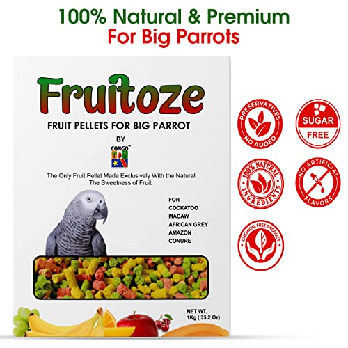Congo-Premium-1kg-Fruitoze-Fruit-Pellets-for-Cockatoo-Macaw-African-Grey-Amazon-and-Conure-Parrots-1000gm