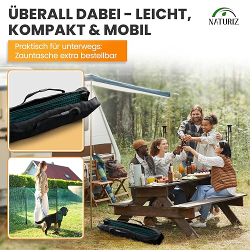 NATURIZ® Weidezaun Tor mit Einhand-Öffnung – mobiles Zauntor für Camping, Garten & Weide – Weidetor mit schnellem Auf- & Abbau, ohne Strom