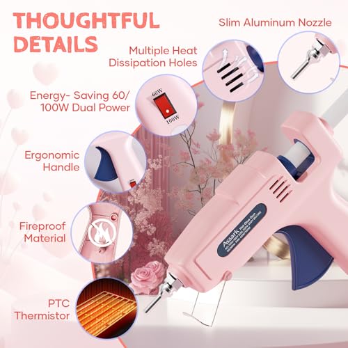Image of Dual Power 100 /60W Hot Glue Gun, Fireproof Anti-Drip Fast Preheating Heavy Duty Industrial Glue Gun with 10 Glue Sticks, Adjustable Power for DIY Craft, Home Repair, Wood, Gift Wrapping