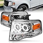 AmeriLite Chrome Xtreme LED Halos Projector Headlights for 2007-2014 Ford Expedition - Passenger and Driver Side