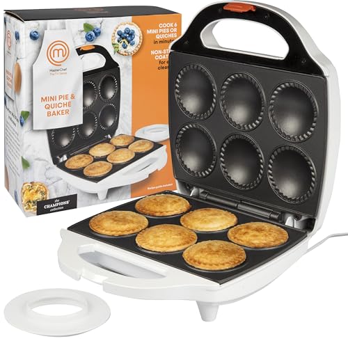 MasterChef Mini Pie & Quiche Maker- Baker Cooks 6 Small Pies or Quiches in Minutes- Non-stick Cooker...