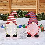 ATDAWN 2 Pack Pre-Lit Light Up Gnomes, 50 Lights Lighted Gnome Christmas Decoration, Indoor Outdoor Lighted Gnomes Christmas Yard Decorations