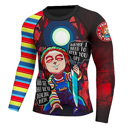 Men's Rash Guard Shirts Super Lightweight Fabric Rash Guard for Men BJJ Long Sleeve Halloween Horror Shirt2