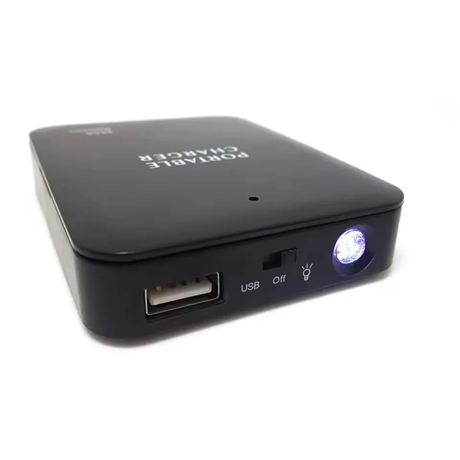 Cargador de teléfono alimentado por batería, caja de alimentación externa, cargador de batería de emergencia por 4 pilas AA con puerto USB y linterna (blanco, 5 piezas)