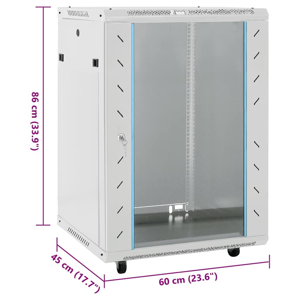 vidaXL Armadietto di Rete 15U 19" IP20 60x45x86 cm Autoportante