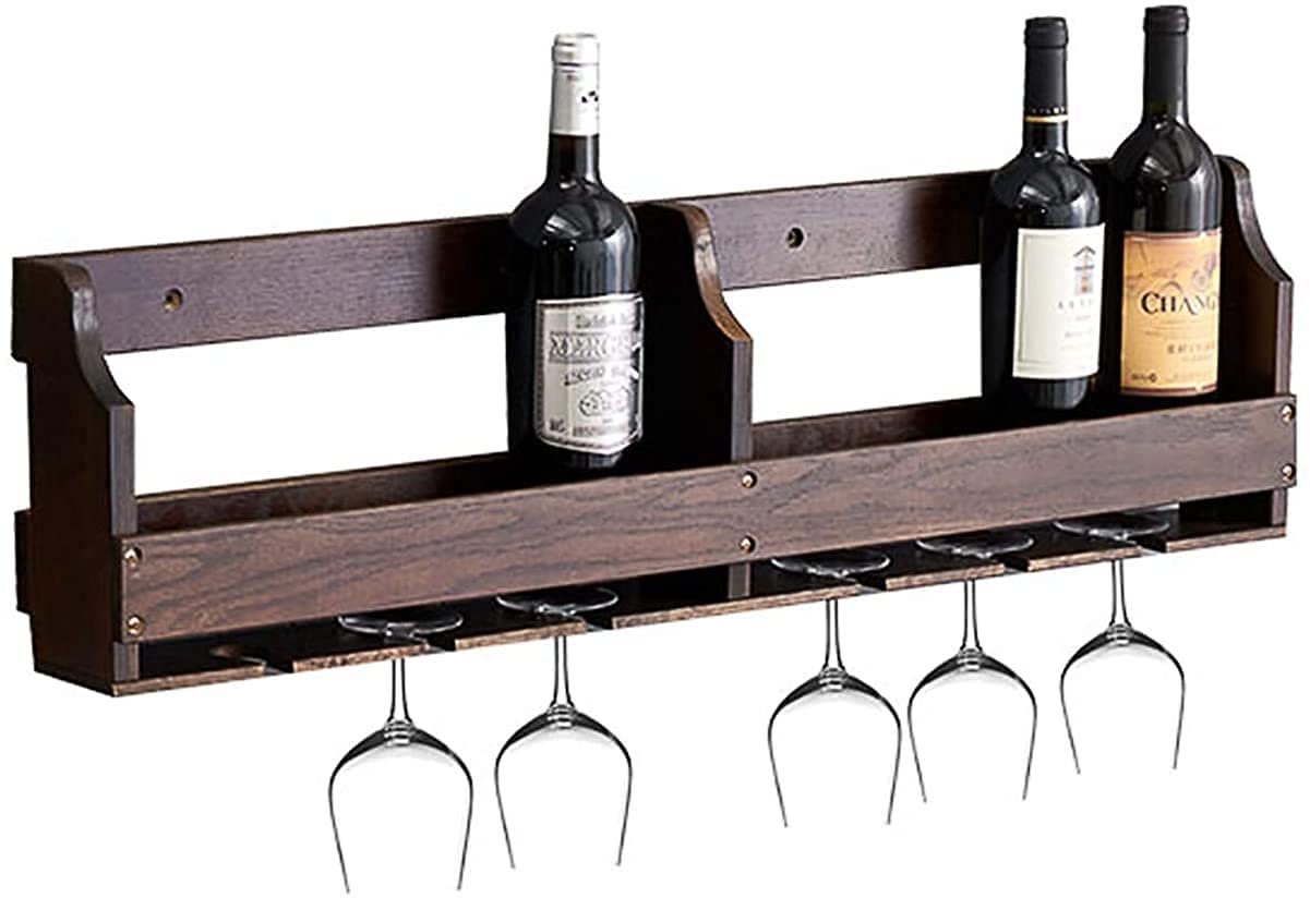 Étagère à vin en bois massif fait main pour bar élégant