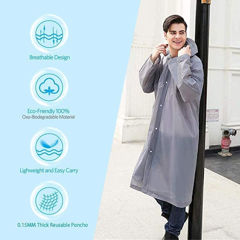 Image of AUGEN By Visions India Women EVA Waterproof Transparent Rain Coat Hooded Outdoor Water Resistant Portable Raincoat Suit for Unisex EVA Rain Coat (Free Size)