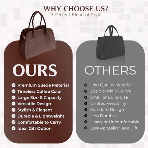 Image of Suede Hobo Tote Bag for Women - Stylish Slouchy Handbag, Leather Work Bag, Women's Handbags, Hobo Tote Bag for Travel&Office