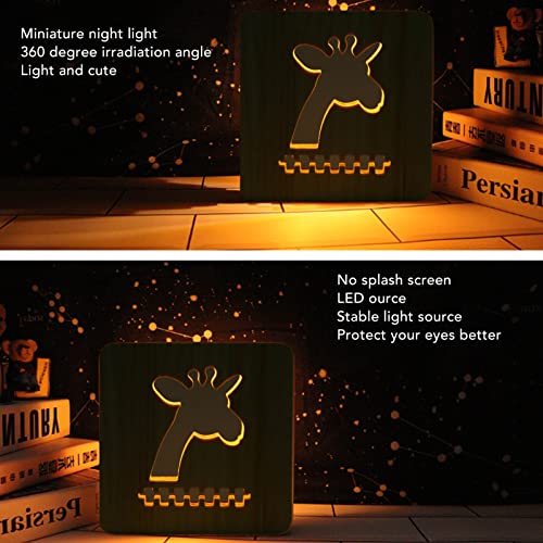Veilleuse girafe en bois 3D lampe de nuit LED blanche chaude - 2