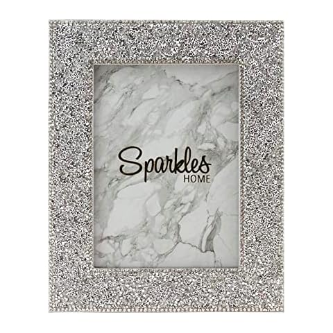 Luminous Picture Frame, Sparkling Rhinestones, Easel Back, For Wedding, Family Photos, Silver, 5x7", Sold Individually Cover