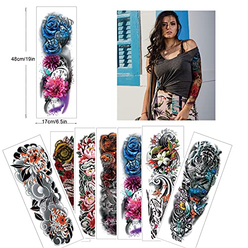 Temporary Sleeve Tattoo For Women ,Full Arm Leg Temporary Tattoo Flowers Long-Lasting And Waterproof Temporary Tattoos Body Art Realistic Tattoo Transfer Stickers… #TOP1