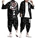DOSLAVIDA Men's Japanese Kimono Cardigan Suit Chinese Style Printed Jacket Pants Set Open Front Seven Sleeve Top & Shorts
