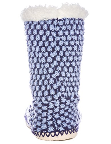 Womens Oxford Indoor Boot Slippers - Navy/Blue - Medium #TOP3