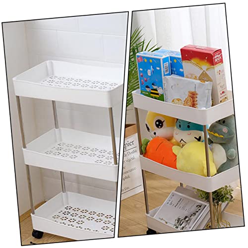 Étagère de rangement multi-usages 3 niveaux large en PP robuste avec roues