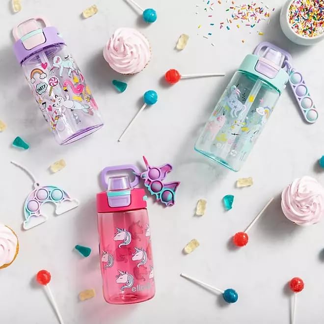 Miniatura 5 de Ello Colby Pop! Botella de agua Tritan de 14 onzas para niños con juguete para ansiedad, paquete de 3 (Sky High)