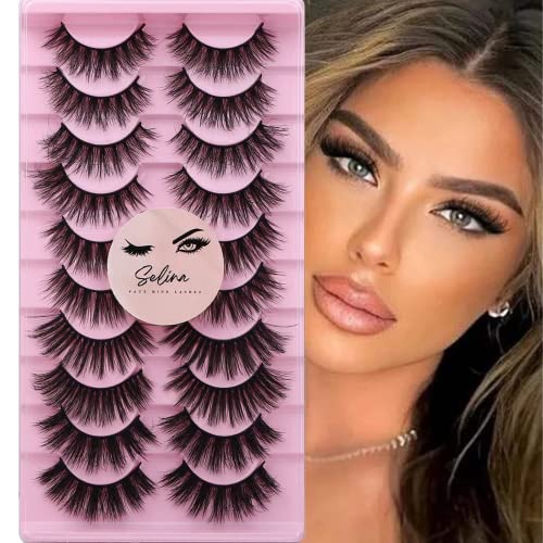 Selina Lashes Faux Mink Fluffy Wispy False Eyelashes 25Mm 3D Dramatic Faux Mink Eyelashes D Curl Long Fake Lashes #TOP2