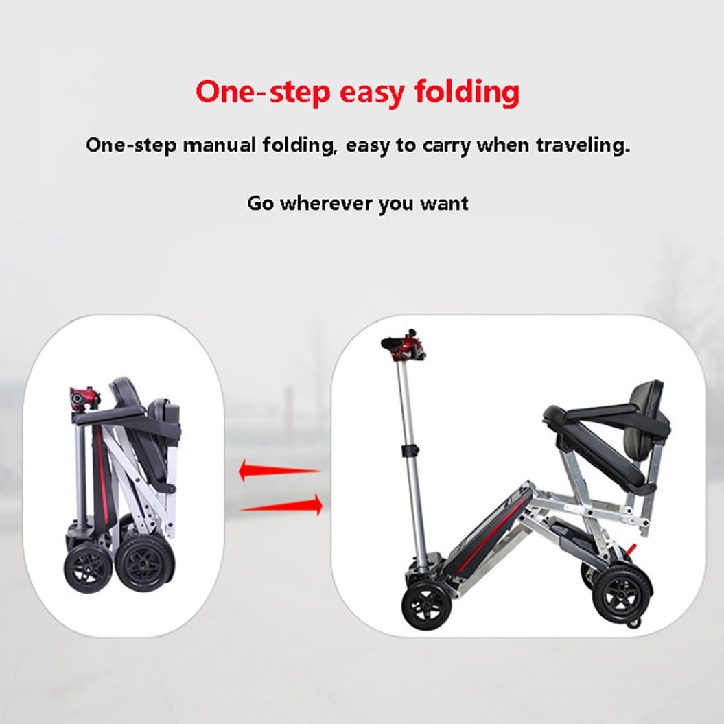 HZWJD Scooter De Movilidad,Scooter De Movilidad Plegable,Scooters De Movilidad De 4 Ruedas,Scooters De Movilidad De 4 Ruedas,Carga 125 Kg red