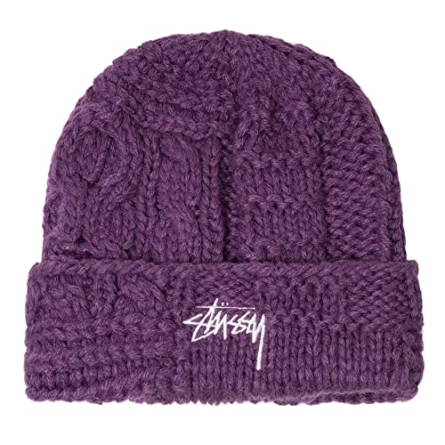 [ステューシー] ストック ロゴ刺繍 ウール混 ニットキャップ ビーニー 1321112 KNIT PATCHWORK BEANIE [並行輸入] (パープル)