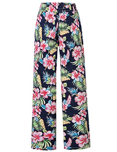 SSLR Womens Lounge Pants Hibiscus Flower Pants Wide LGE Palazzo Pants for Women