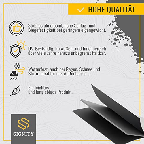 SIGNITY Schild Videoüberwachung (15x15cm klein) inkl. DSGVO Hinweis - Warnschild Kamera Überwachung - ideal zur Kamera Attrappe - Aluminium Schild - Achtung Videoüberwachung für Privatgrundstück - Image 3