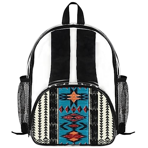 Sac à dos transparent imperméable avec motif aztèque tribal multicolore