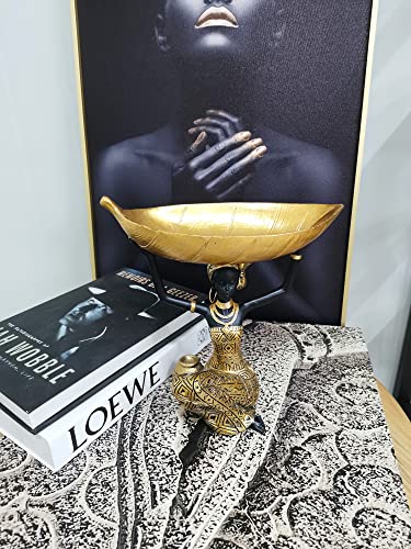 Lescafita African Statues And Sculptures For Home Decor, Tribal Art Figurines For Living Room Decorations, Gold Vintage Aesthetic Ornament For Bookshelf And Tables, Housewarming Gifts For Women #TOP6