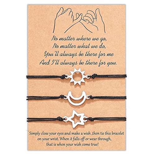 Teegxddy - Pulsera ajustable de 3 piezas, mejor amiga, madre e hija, pulsera de amistad, regalo de San Valentín Cover