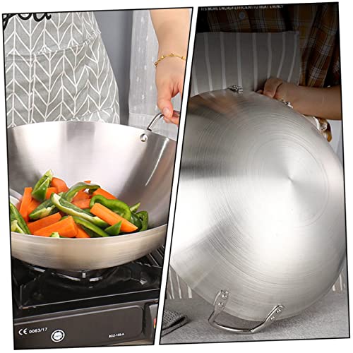 Wok de acero inoxidable con doble asa para cocina miniatura 3