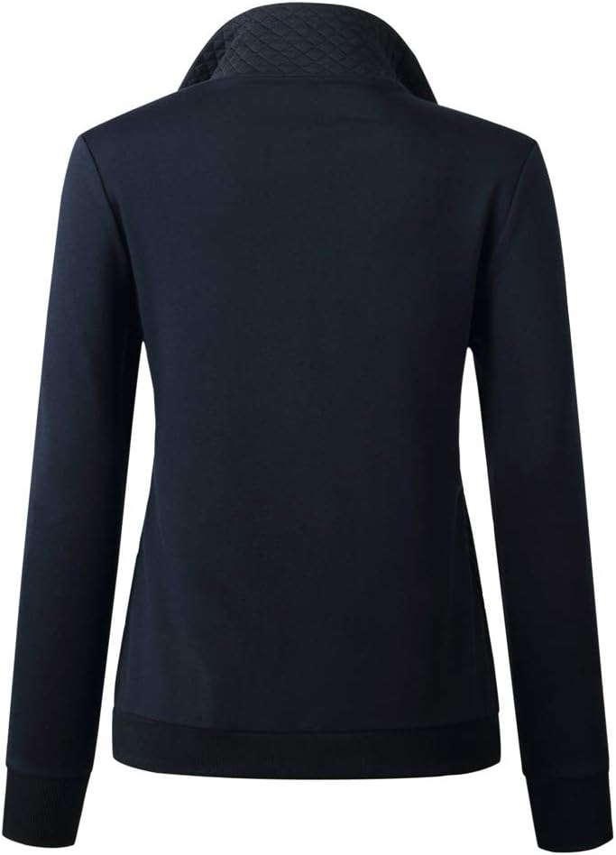 Barlver Womens Fashion Quarter Zip Stand Collar Sweatshirts Long Sleeve Plain Casual Ladies Pullovers Shirts Tops - Image 4