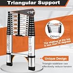 Telescoping Ladder, SocTone 12.5 FT Aluminum Lightweight Extension Ladder with 2 Triangle Stabilizers, Heavy Duty 250lbs Max Capacity, Multi-Purpose Collapsible Ladder for RV or Outdoor Work