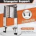 Telescoping Ladder, SocTone 12.5 FT Aluminum Lightweight Extension Ladder with 2 Triangle Stabilizers, Heavy Duty 250lbs Max Capacity, Multi-Purpose Collapsible Ladder for RV or Outdoor Work