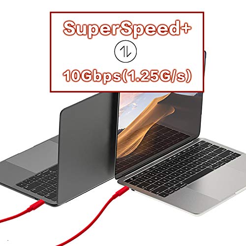Image of USB C to USB C 3.1 Gen 2 Cable with 100W PD,10Gbps Data Transfer 5A Fast Charging Type C to C Cord Compatible with Smartphone, Tablet, Laptop - Red, 3.3Ft