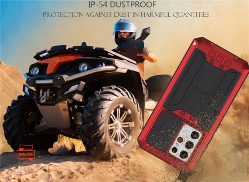 Coque Galaxy S22 Plus étanche avec protection d'écran intégrée et armure métallique rouge - 4