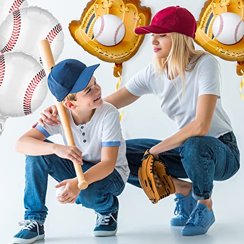 18 Pieces 18 Inch Baseball Balloons Baseball Foil Mylar Balloons 20 Inch Baseball Glove Jumbo Balloons 30 Inch Baseball Bat Balloons For Birthday Sports Theme Party Decoration Photo Props Supplies #TOP3