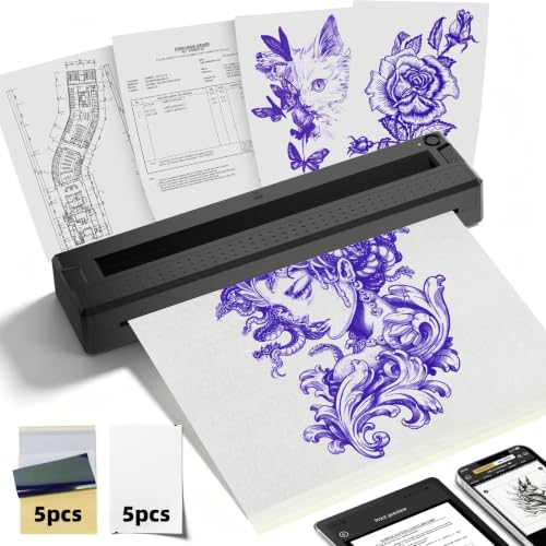 Image of M9 Wireless Bluetooth Thermal Printer, 2-in-1 Portable Tattoo Stencil & Document Printer, Compatible with iOS, Android & PC for Professional Tattoo Artists & Daily Use