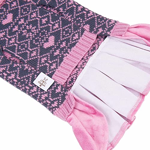 Cutebone Valentine's Day Dog Sweater Sweetheart Pink Dress Knit Sweater Girl Puppy Clothes Turtleneck One-Piece With Bowknot Bow Pet Clothes For Holiday Party Cat Apparel #TOP5
