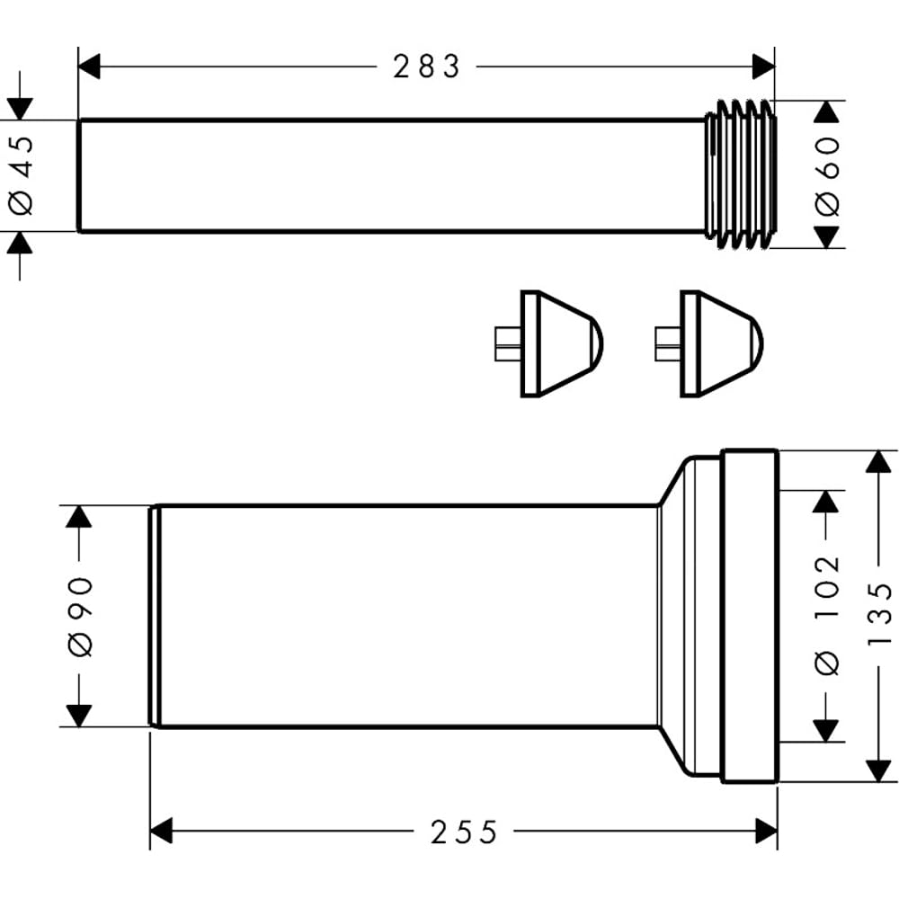 hansgrohe Anschlussgarnitur universal für Wand WC, universeller Anschluss für wandhängende Toiletten, 60330000