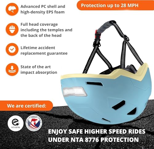 Image of XNITO Bike Helmet with LED Lights - Urban Bicycle Helmet for Adults, Men & Women - CPSC & NTA-8776 Dual Certified - Class 3 E-Bikes, Scooters, Onewheel, Commuter, Mountain
