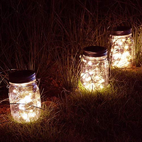 NOBRAND LED Fairy Light String For Mason Jar Solar Lid Insert Color Changing Waterproof Garden Decor light Christmas party Decor Garland (Emitting Color : White)