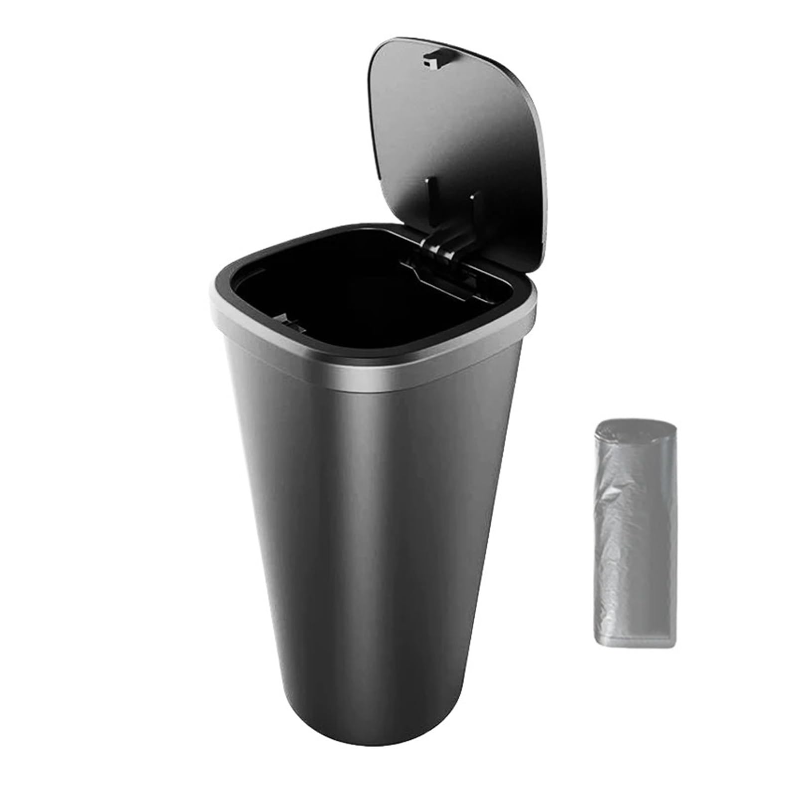 Car Bin 650ML Car Garbage Bin Ashtray Dust Case Holder Click Open Cover Trash Can Auto Organizer StorageHolder Cars Rubbish Bins(Black)