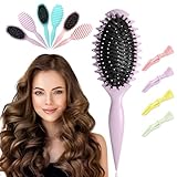 Curl Defining Curly Hair Brush,Hair Styling Brush with Gator Clips,Curling Define Edge Lift Styling Brushs for Curly Wet Detangling,Shaping & Defining Curls for Women Men(Purple)