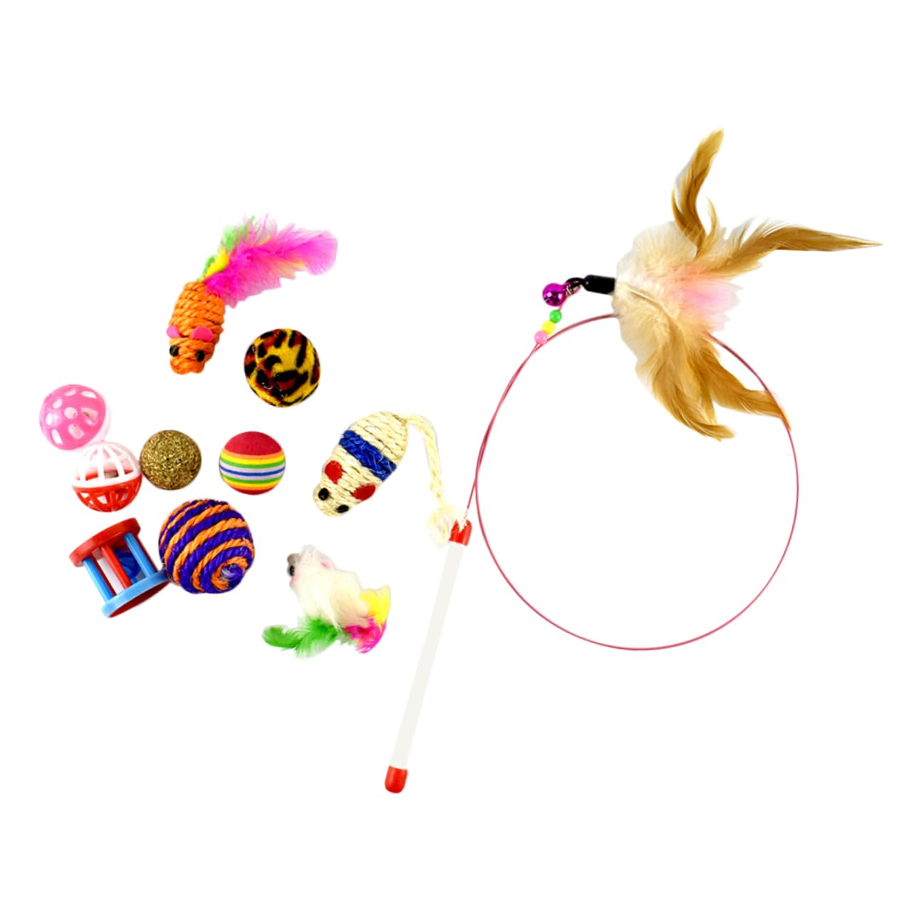 FRCOLOR 22stücke Katzenangelspielzeug Teilig Interaktive Katzenspielzeuge Aus Umweltfreundlichem Material Fördert Bewegung Und Beschäftigung Für Katzen Und Kitten Zufällige Farben