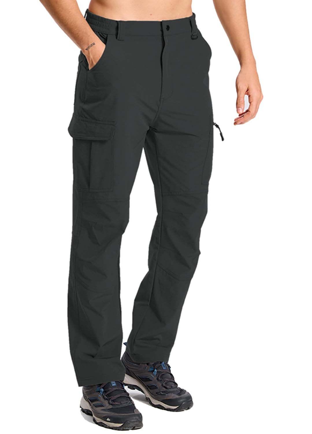 keihTrail Men's Hiking Cargo Work Pants Waterproof Lightweight Quick Dry Outdoor Fishing Mountaineering Travel Mountain Tactical Pants Dark Grey S