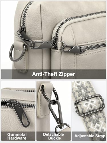 Image of Small Leather Crossbody Bags for Women Anti theft Purses and Handbag Shoulder Hangbag with Wide Strap Tassel