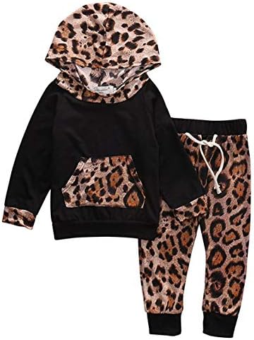 EDOTON Baby Mädchen Outfit 2 Stücke Set Gestreifte Blumen Hoodies mit Tasche Top + Lange Hosen Sweatshirt Outfit Kleidung