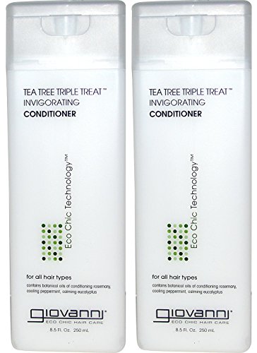 Giovanni Invigorating Conditioner Organic Tea Tree Triple Threat with Aloe Vera, Lavender, Rosemary and Sage, for All Hair Types, 8.5 Fl. Oz.