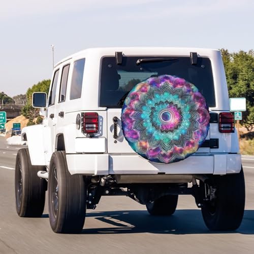 Image of Dazzling Mandala Bohemian Spare Tire Cover Dust-Proof Wheel Tire Cover Fit Trailer, RV, SUV and Many Vehicle 15 Inch